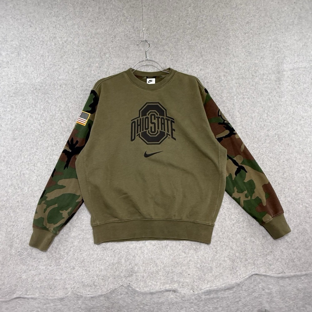 Nike Ohio State Buckeyes USA Military Camo Center Check Size Medium Crewneck M